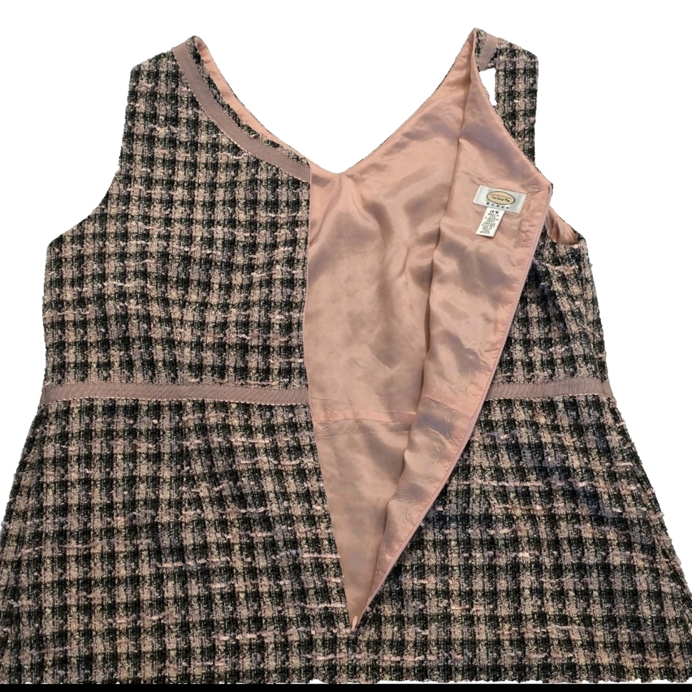 Talbots Tweed Sleeveless Sheath Dress Pink Womens 18W Plus Size Preppy Career - Picture 7 of 13